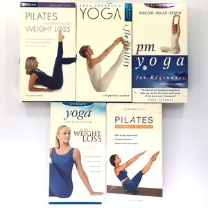 lot of 5 Yoga Pilates Living Arts Gaiam VHS Exercise Workout Fitness Videos VCR